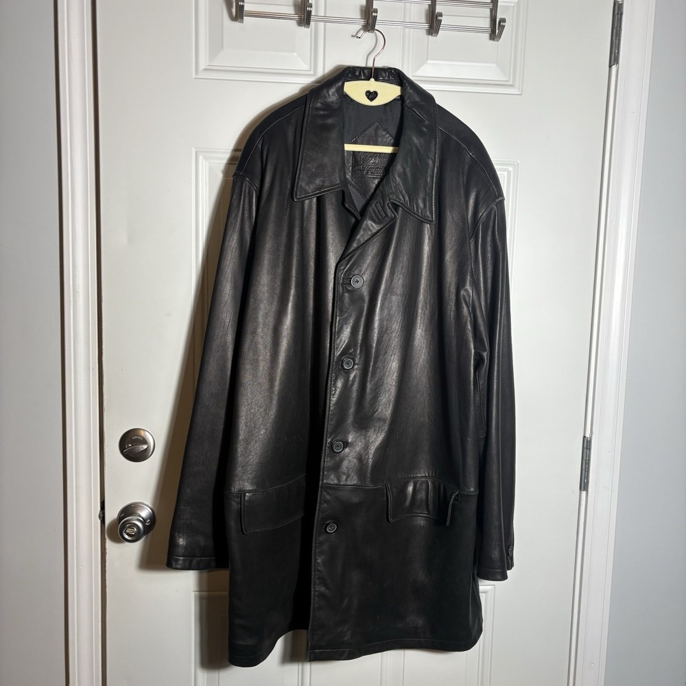 ROUNDTREE & YORKE Men's Soft Lamb Skin Black Leather Jacket 2XT